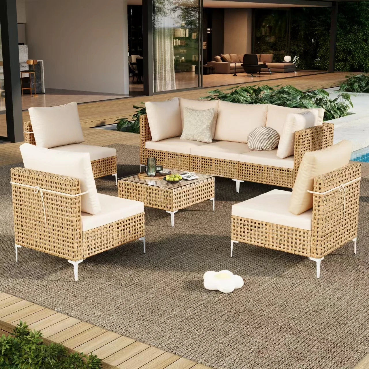Outdoor Furniture From China - مجموعة أثاث خارجي بوهو مع وسائد