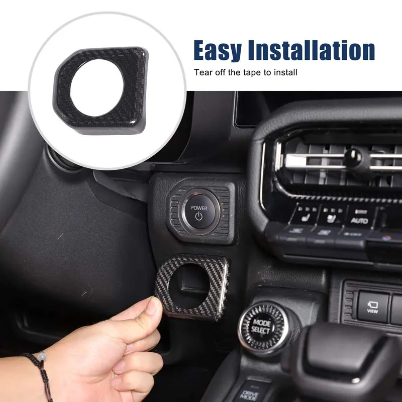 

For Toyota Land Cruiser Prado 2024 Real Carbon Fiber Engine Start Button Frame Trim Cover Sticker Car Accessories
