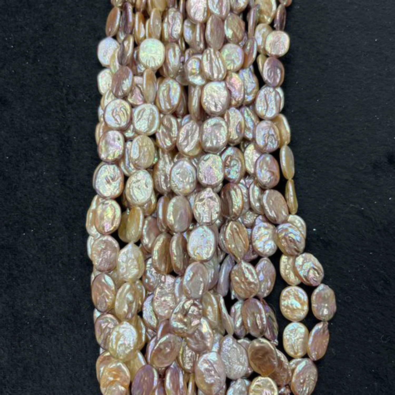 Colar de Pérolas Naturais 11x14-12x15mm Redondas Roxas e Laranja de Água Doce Materiais Semi-Acabados Barrocos DIY Acessórios de Joias