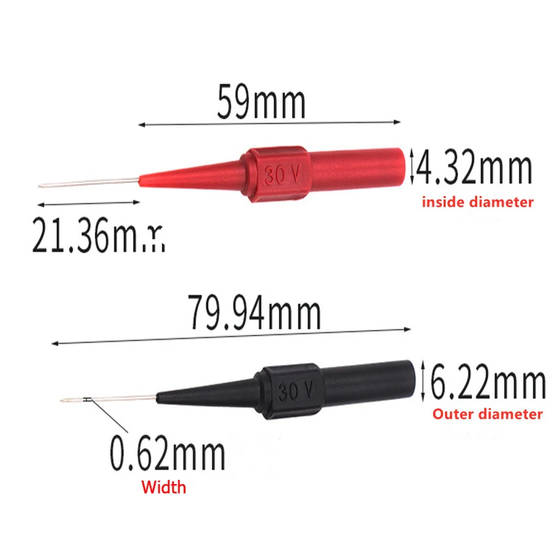 0.7mm 30V Car Tip Probes Diagnostic Tools Auto Multimeter Test Leads Extention Back Piercing Needle Tip Probes Mechanical Tools