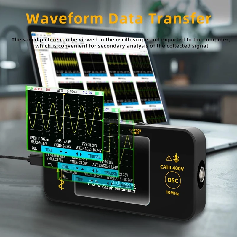 Handheld Oscilloscope 3.2Inch TFT Display 10MHz Bandwidth Automotive Oscilloscope 48MSa/S Sampling Rate Trigger Function-A79U