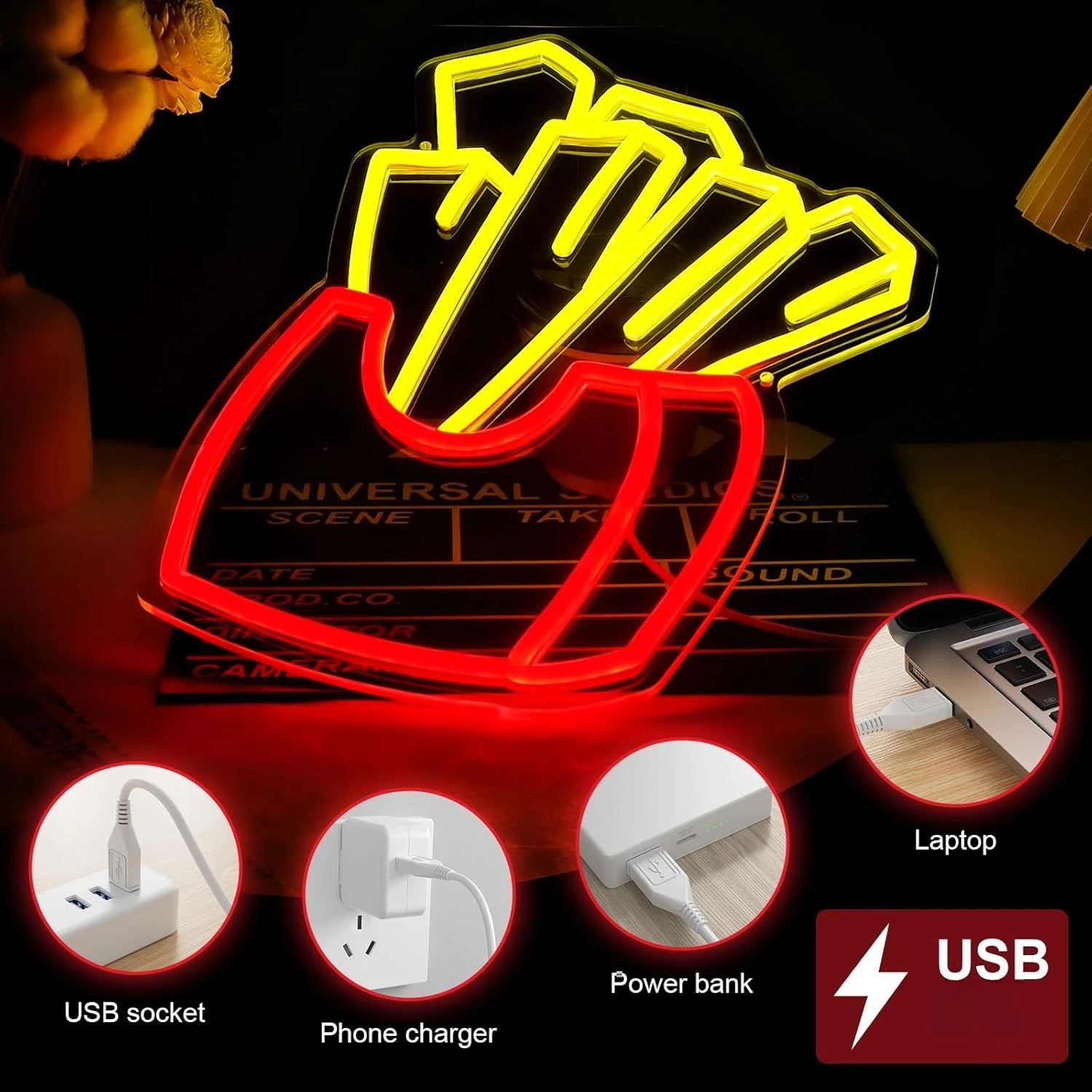 Enseigne néon LED dimmable Fri - Home Cinema Restaurant avis et prix
