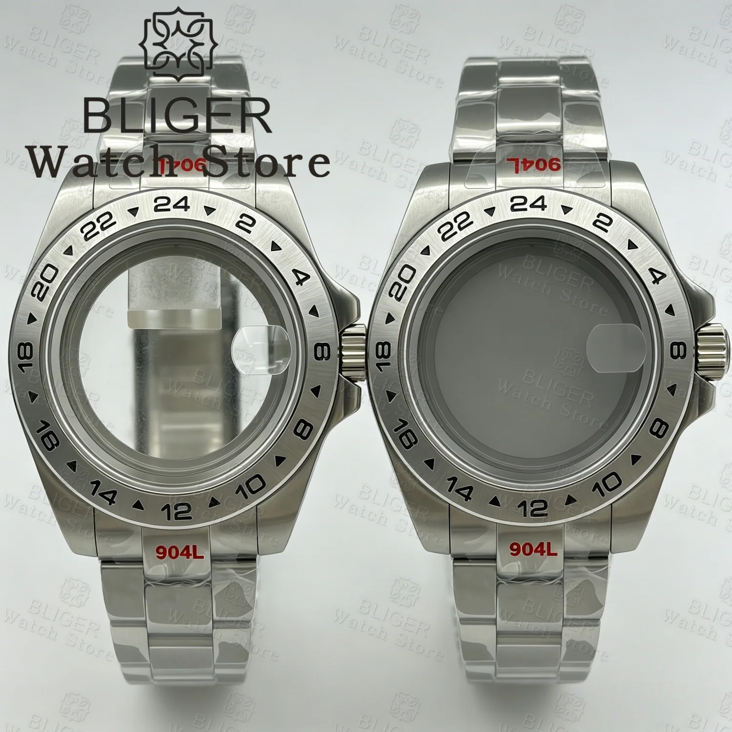 BLIGER 40mm Solid Bezel Explore 2 Case Sapphire Glass For NH34 NH35 NH36 ETA2824 PT5000 Miyota DG2813 3804 Ronda 515 Movement