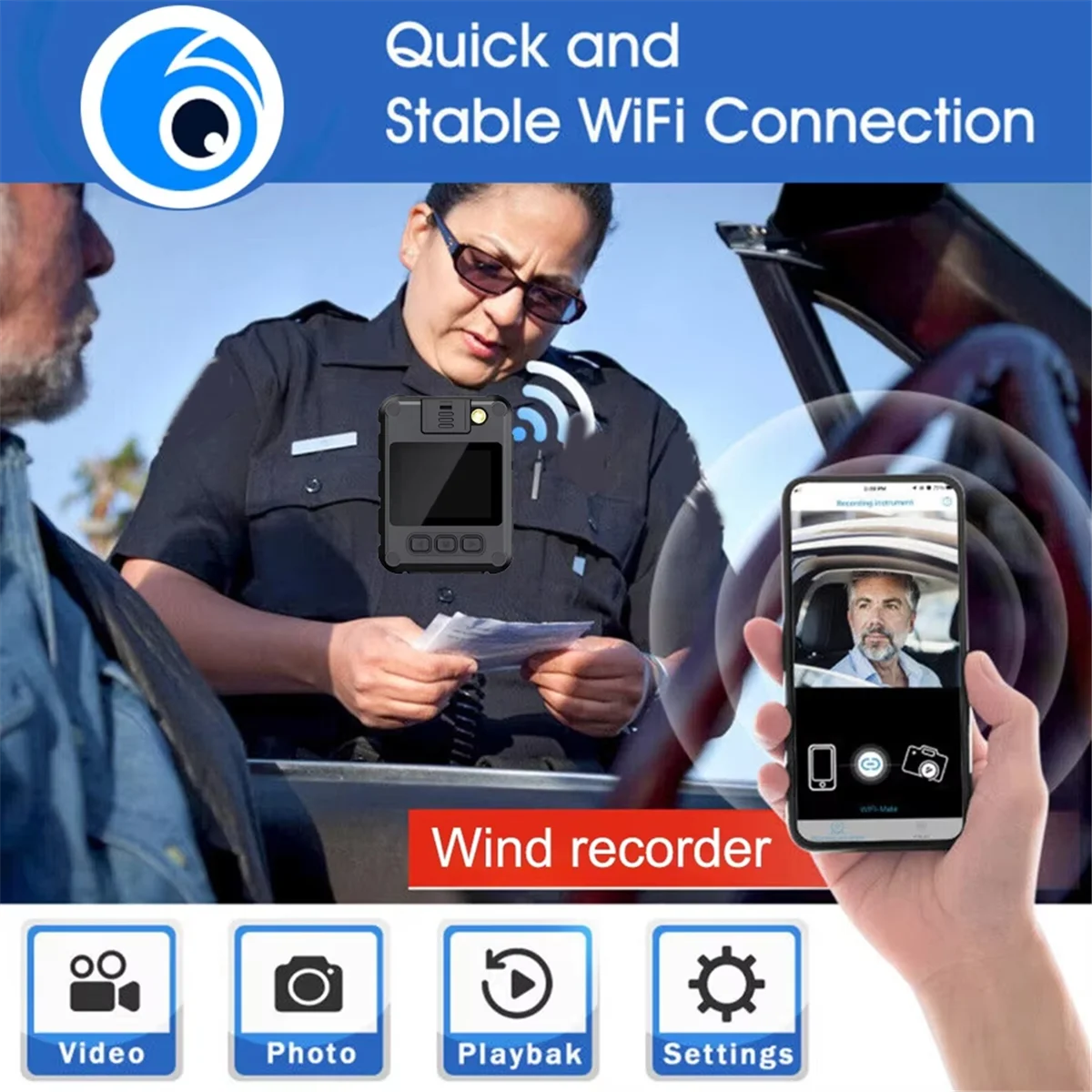 4K Mini Camera Law Enforcement Recorder WIFI Camera with High-Definition Screen Police Bodycam Bundle: Only Cam-Elect
