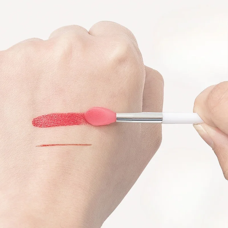 シリコンリップブラシ3本セット - ミニ、手のひらサイズのアプリケーター、口紅、グロス、マスク用、防塵アイシャドウメイクブラシ付き