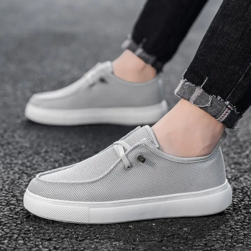 Men's Casual and Comfortable Loafers Shoes  Easy-To-Wear and Easy-To-Remove Sneakers, Single-Color Fabric Upper,