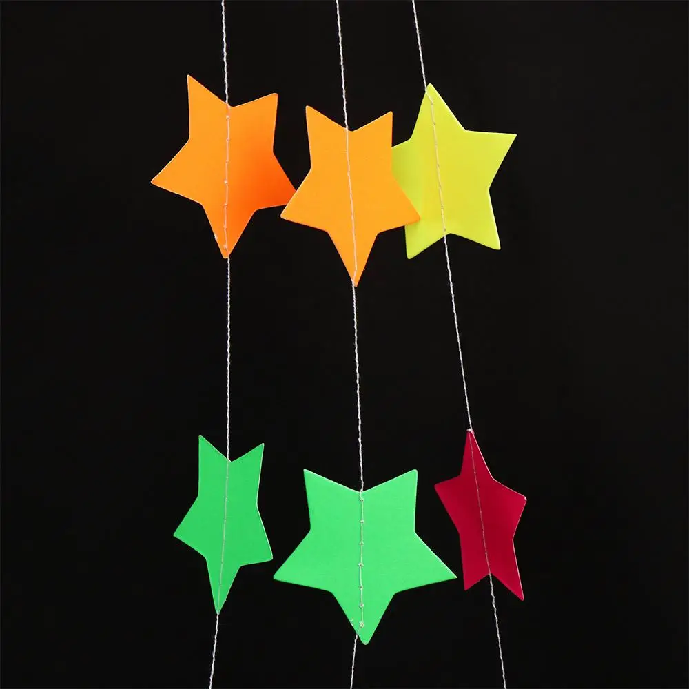 2m Neon Fluorescent Garland Colorful Fluorescent Paper Round Pentagram Fluorescent Banner Rectangle Glow Pennant Festival Decor