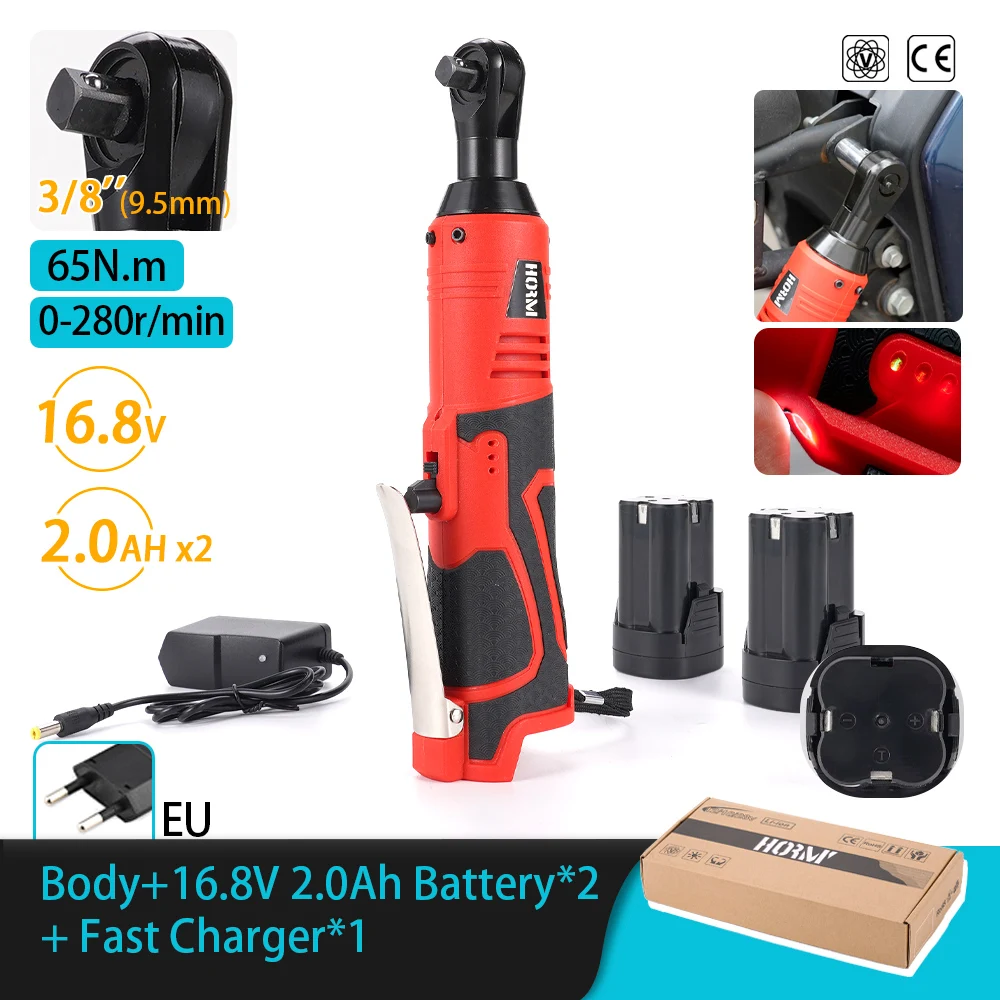 12V/18V Impact Wrench Cordless Rechargeable Electric Wrench 3/8 Inch Right Angle Ratchet Wrenches Impact Driver Power Tool