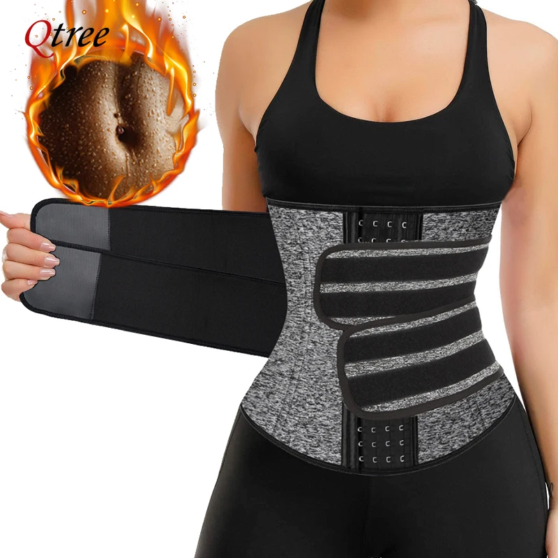 Qtree Women Waist Trainer Sauna Sweat Cincher Workout Trimmer Belt Weight Loss Girdle Body Shaper Compression Slimming Corset