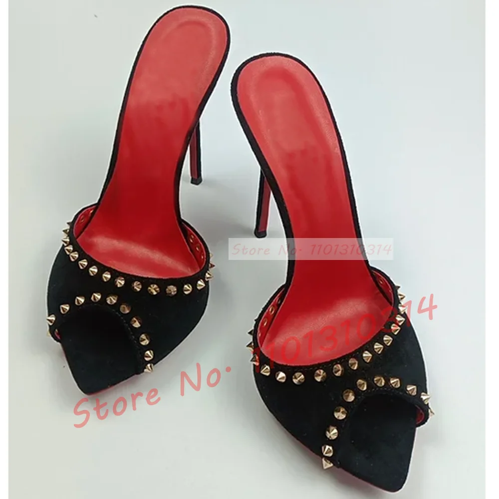 Denim Peep Toe nity pantofle damskie niebieska w stylu Casual buty na obcasie metalowe wykończenia buty 2023 letnie seksowne damskie luksusowe
