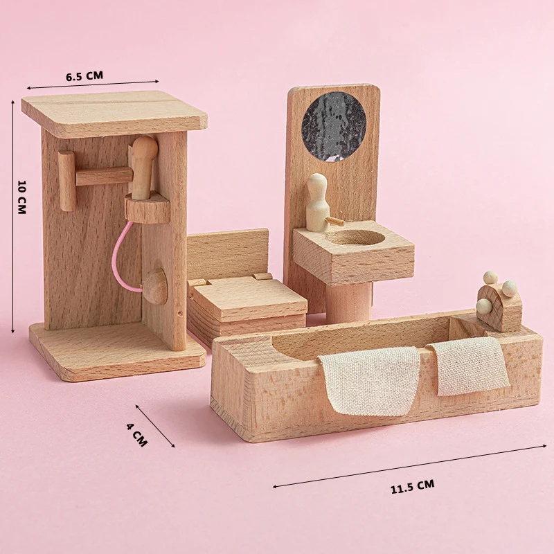 1 Set Wooden Delicate Dollhouse Furniture Toys Set,Pretend Role Toy Children's Educational Toy House