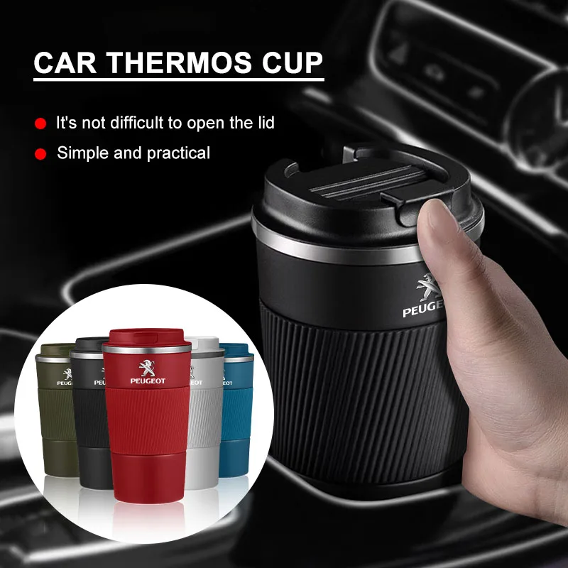 Flacon à vide tasse thermique de voyage tasse Thermos à café en acier inoxydable Logo de voiture pour Peugeot 308 408 508 208 3008 2008 206 207 307