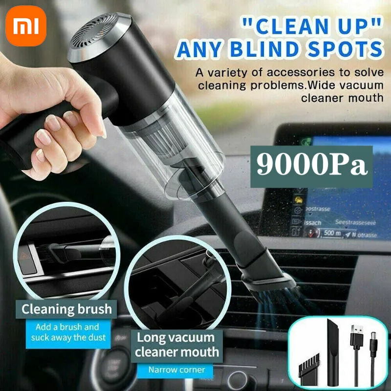 XIAOMI Portable 9000Pa Wireless Car Vacuum Cleaner Rechargeable 120W Mini Cordless Handheld Auto Vacuum Home & Car Dual Use