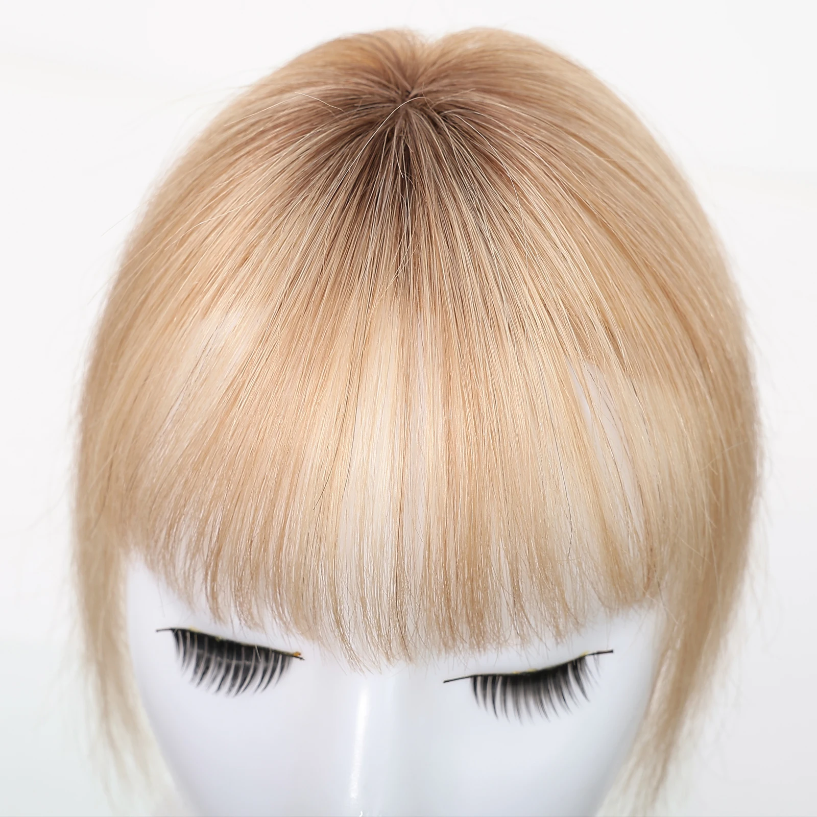 100% شعر بشري أشقر أومبير بلانت قص الانفجارات Wispy مع سوالف 5x5 سنتيمتر كليب في هامش هيربيسي مع رقعة شعر علوية للاستخدام اليومي #5