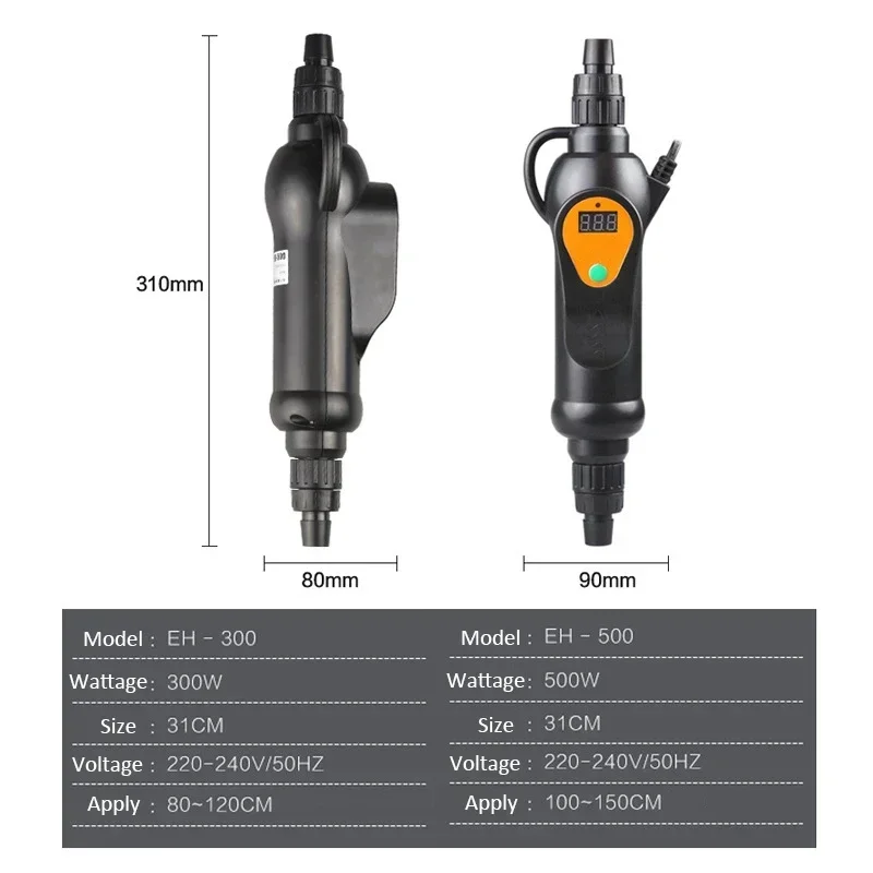 500W Aquarium External Heater Fish Tank LED Display Water Heating Rod Automatic Constant Temperature Control Thermostat 220V