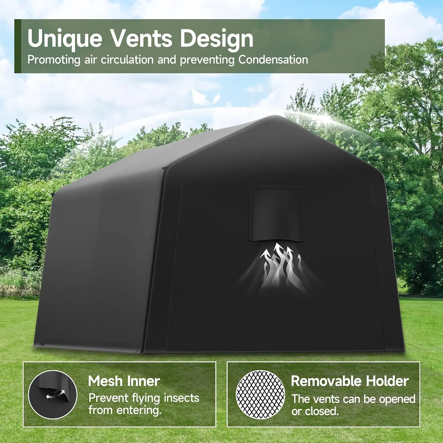 Portable Outdoor Storage Shed 8x14FT Waterproof Garden Tool Shelter, Customized view 5