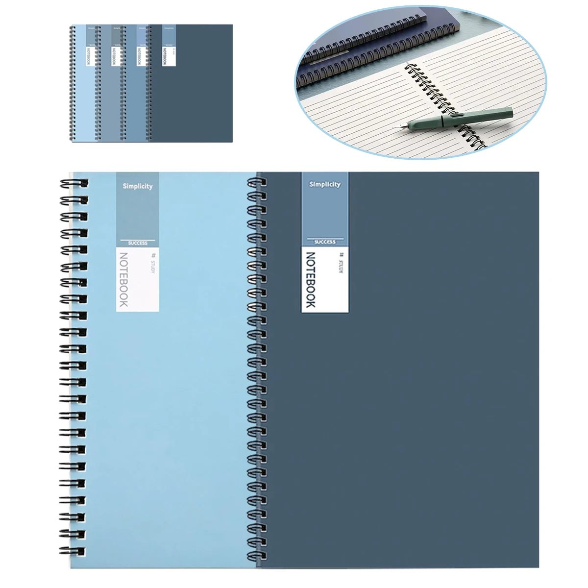 2/4/6 Stück A5-Spiralnotizbuch – 40 Blatt liniertes Tagebuch mit dickem Einband für Schule, College und Büro |   Tragbar 5,5" x 8"
