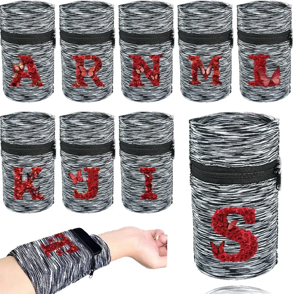 

Wrist Bag Sports Wristband Bags Wrist Protector Running Sport Safety Grey Red Rose Series Unisex Support Brace Wrap Wristband