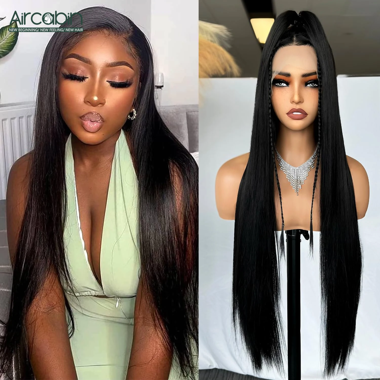 

Aircabin Straight Wigs Human Hair-4X4/13X4/13X6/13X5X1/13X6X1 Transparent Lace Frontal Wig 6-34 Inches 180 Density Remy Hair wig