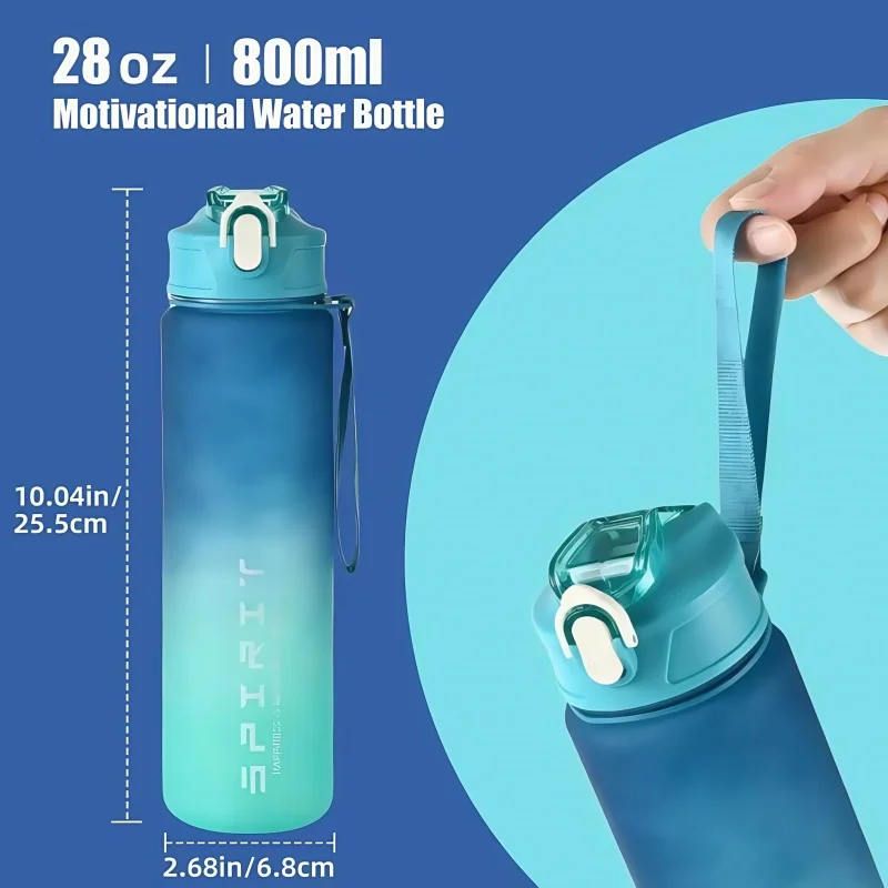 1 szt. 750ML sportowa butelka na wodę o dużej pojemności szczelna kolorowy plastikowy kubek do picia na zewnątrz podróże przenośna siłownia Fitness dzbanki