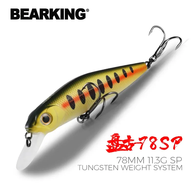 

New BEARKING PRO 78mm 11.3g SP Tungsten weight system fishing lures minnow crank wobbler quality fishing tackle hooks for fishin