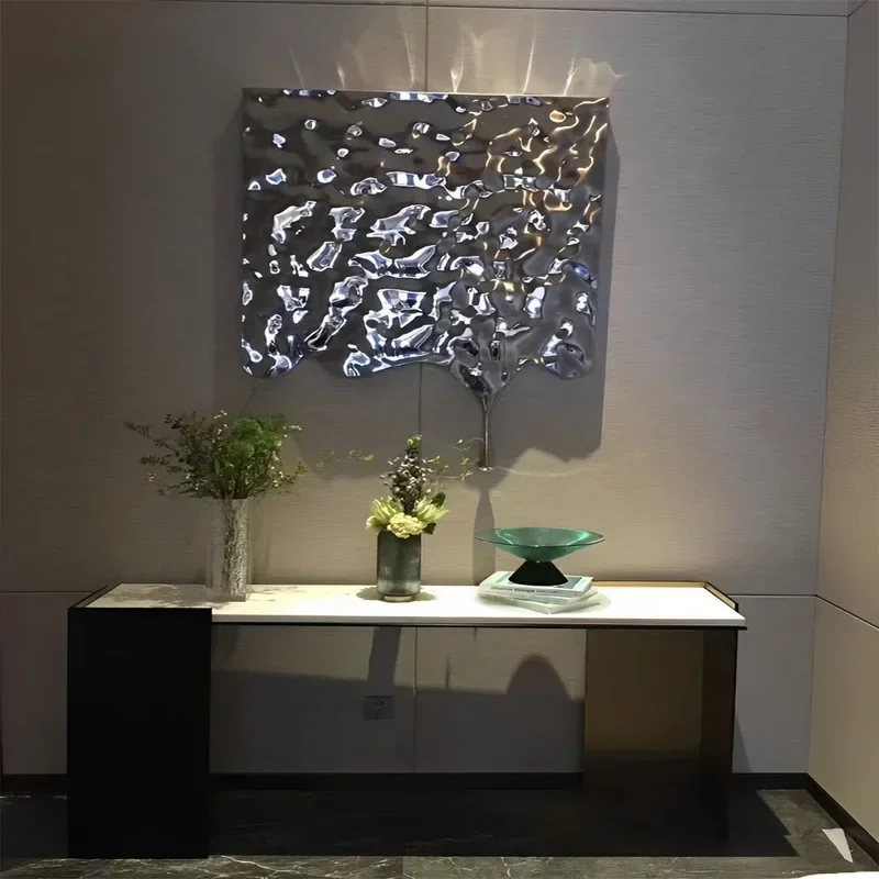 Aqumotic Peel and Stick Wallpaper Wave Decorative Plate PVC Background Wallpapers Fake Metal Mirror Embossed