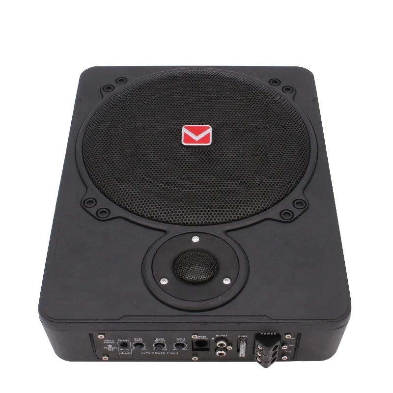 

2025/Hot Selling 12V Ultra-thin 10 Inch Car Speaker Metal Shell Powered Subwoofer with Tweeter Active Car Subwoofer