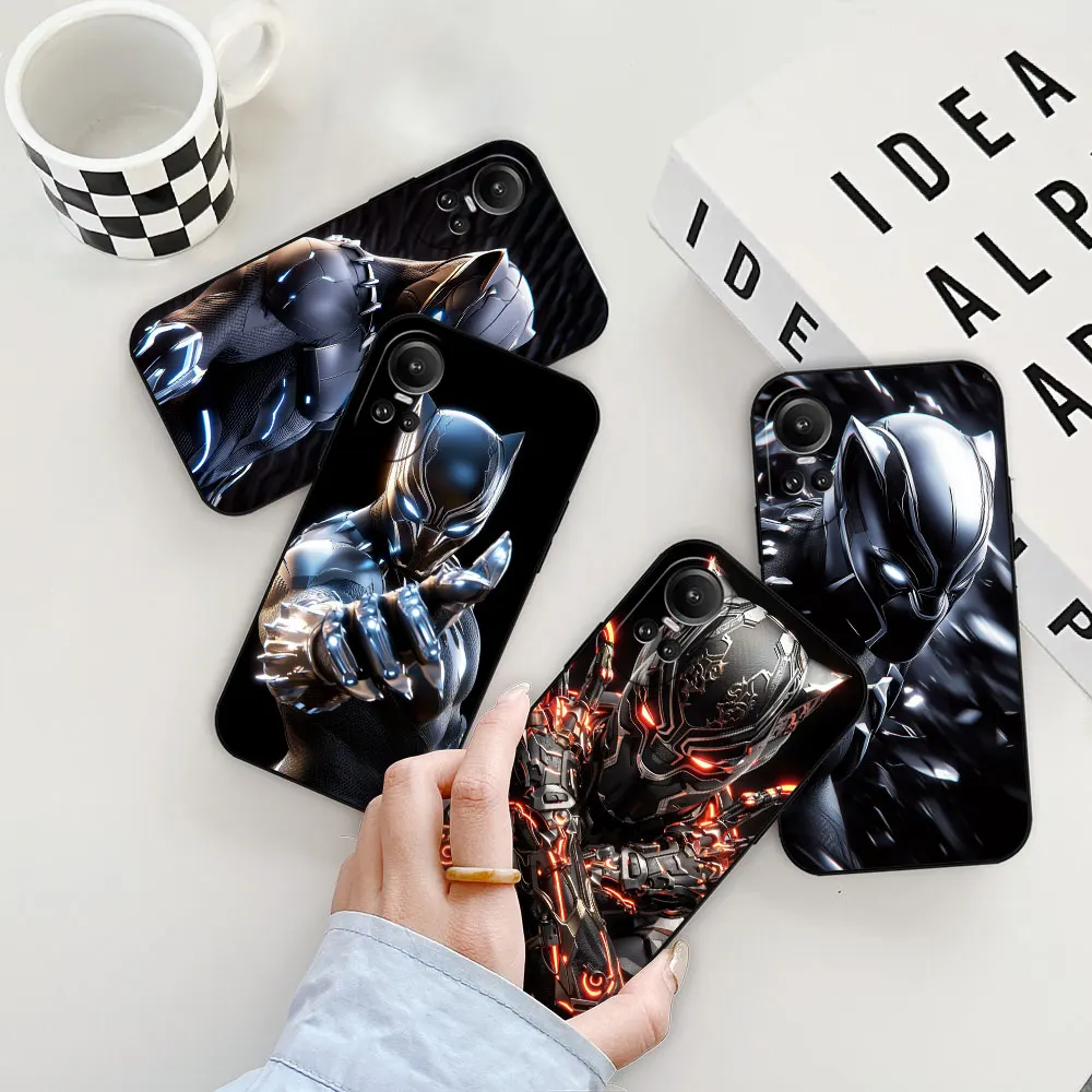 Cool Marvel Black Panther Phone Case For OPPO Reno 11 11F 10 8 8T 7 7Z 6 6Z 5 4 3 2F Z ACE Pro Plus 5G Black Soft Silicone Cover