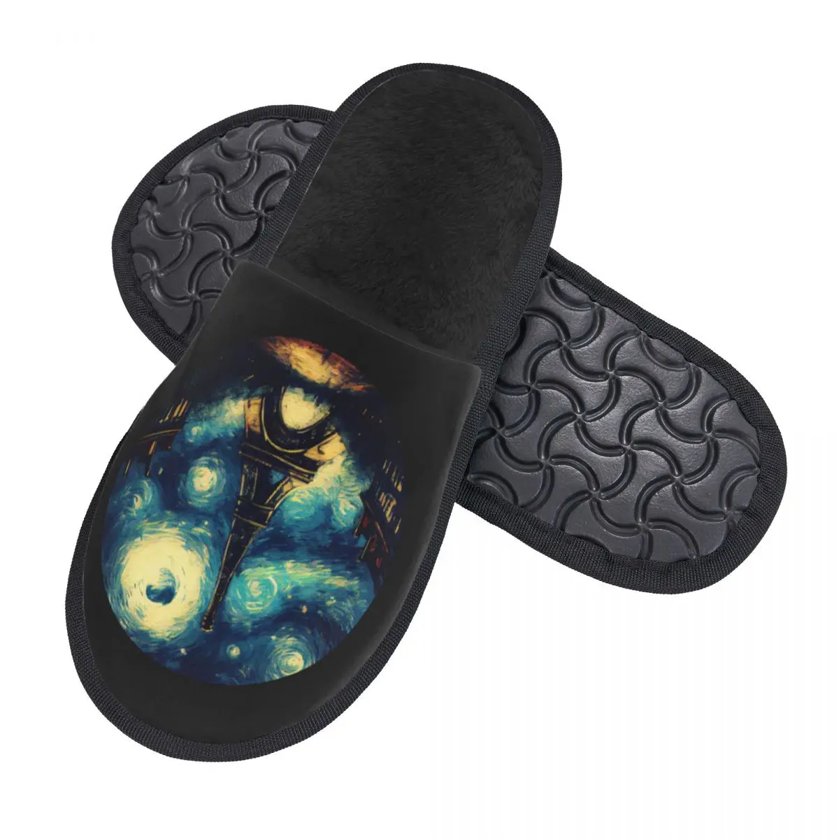 Custom Paris Starry Night Comfort Scuff With Memory Foam Slippers Women Spa House Shoes