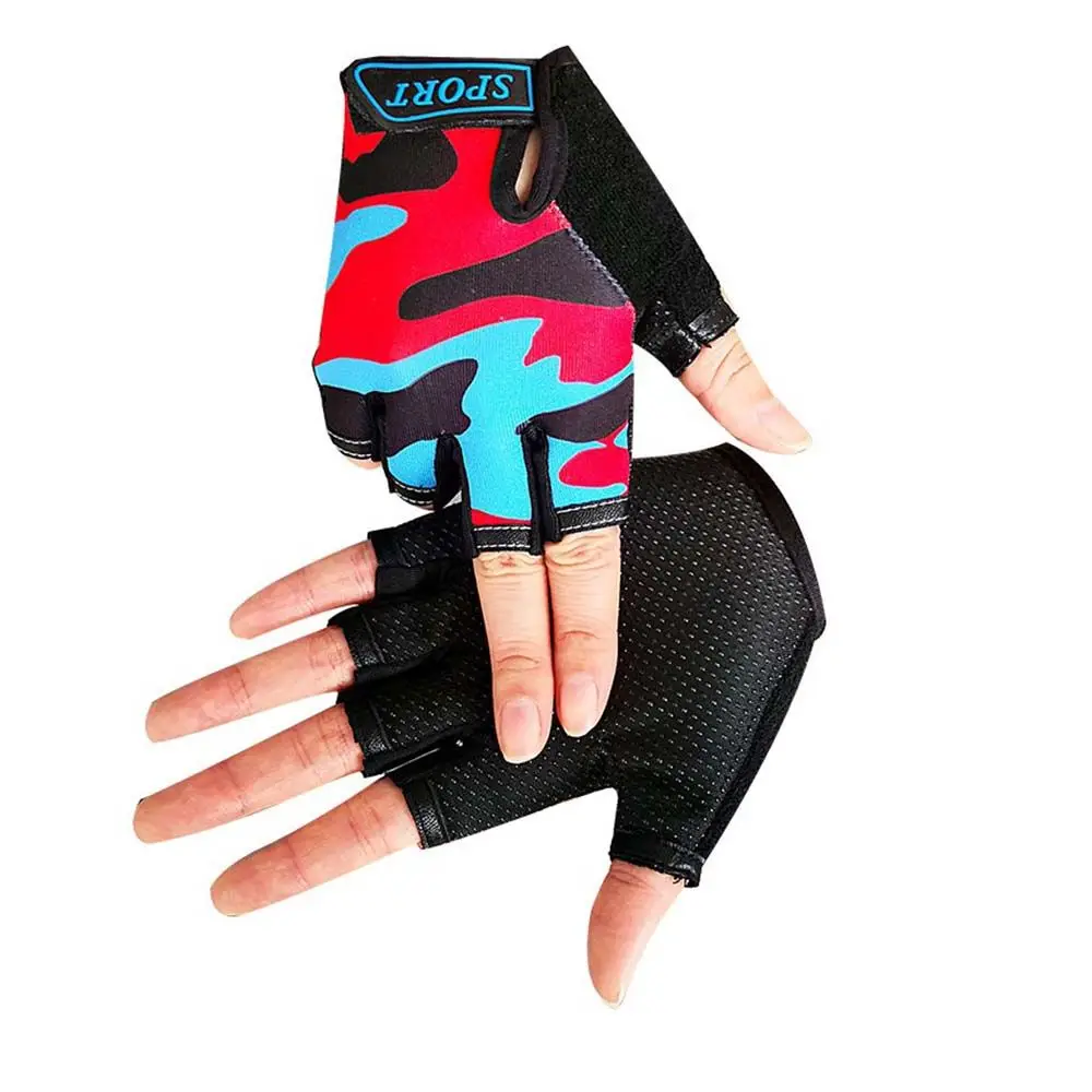 Cycling Gloves Half Finger Mittens Outdoor Non-slip Cycling Riding Equipment Child Bicycle Gloves Camouflage Bike Gloves