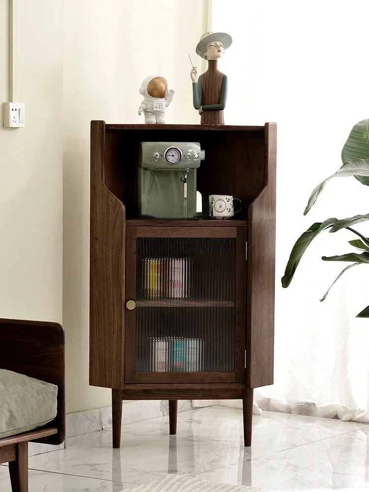 

yj Black Walnut Triangle Cabinet Solid Wood Corner Cabinet Nordic Corner Cabinet Sofa Side