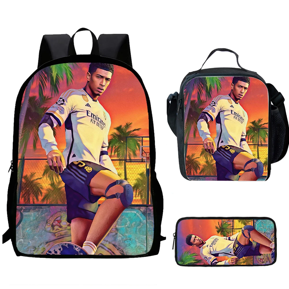 3PCS B-Bellingham Football Print Child School Backpack With Lunch Bags Pencil Bags For,Light Weight Child School Bags image 3