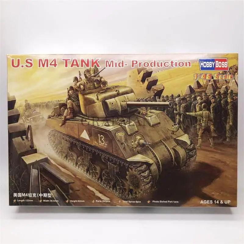 

1:48 Американский средний танк M4, военная сборная модель, бронированная армейская техника 84802