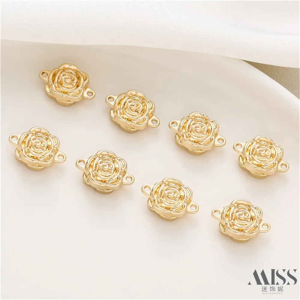 14K Gold Double Hanging Rose Magnet Buckle Connection Closing Buckle DIY Suction Buckle Bracelet Necklace Jewelry Accessories