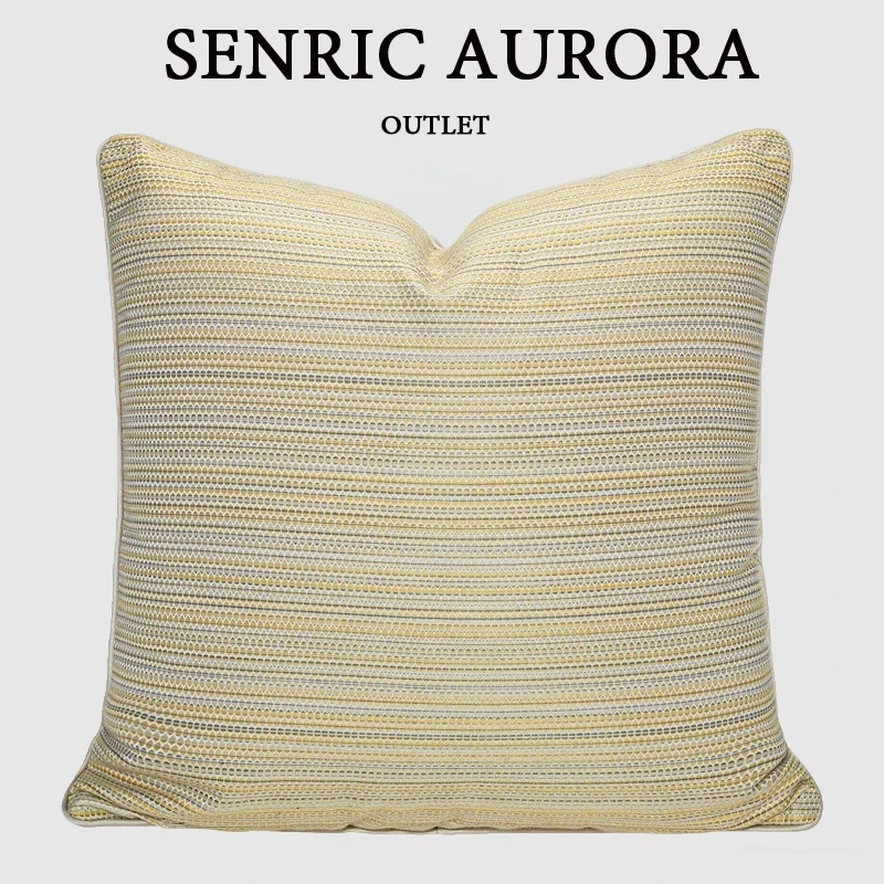 Luxury Cushion Cover 45x45cm Yellow Texture Double-sided Rolled Edge Design Pillow Case For Home Hotel Bed Living Room Sofa