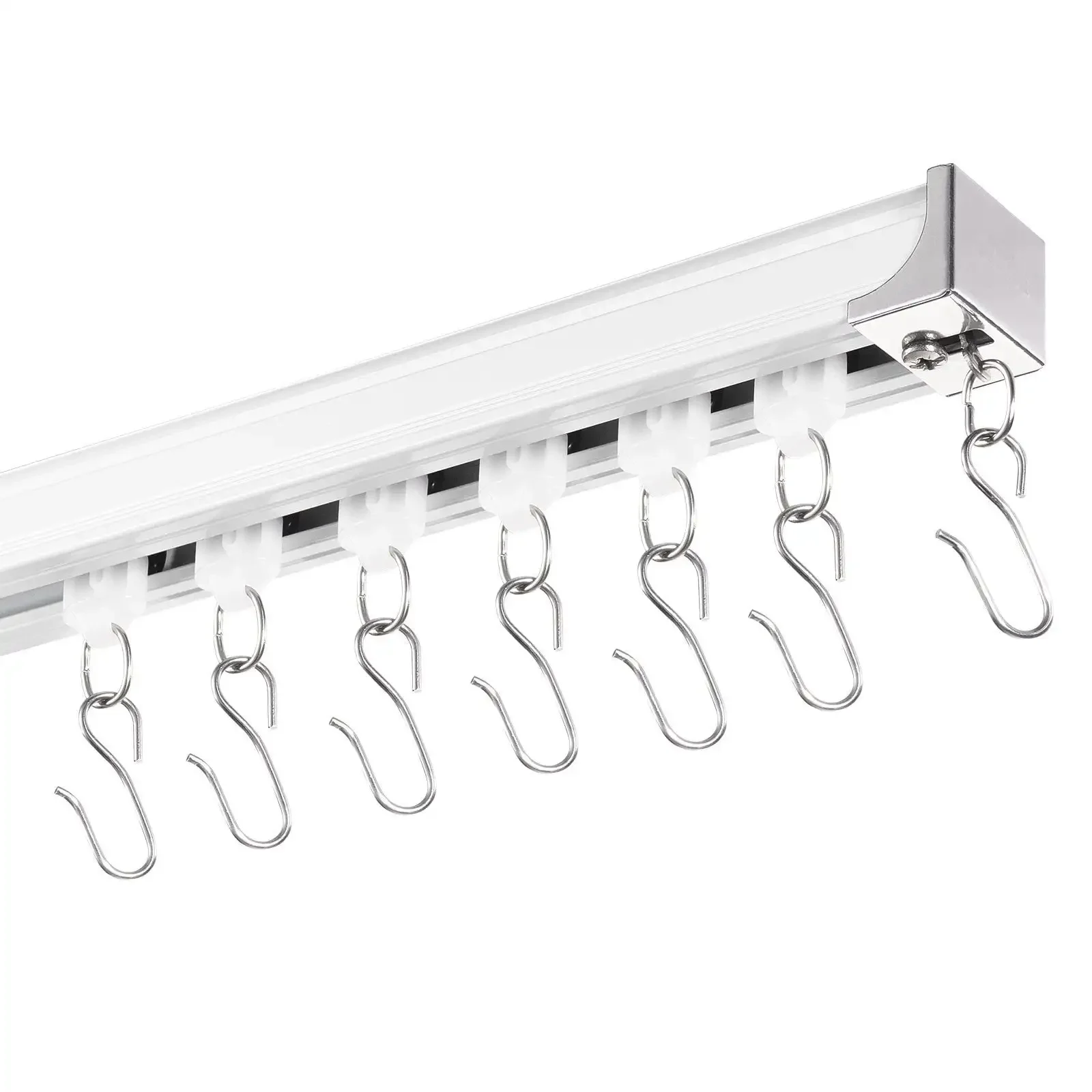 Ceiling Curtain Track Set 11.8 FT/3.6 Meter Room Divider with Hooks White