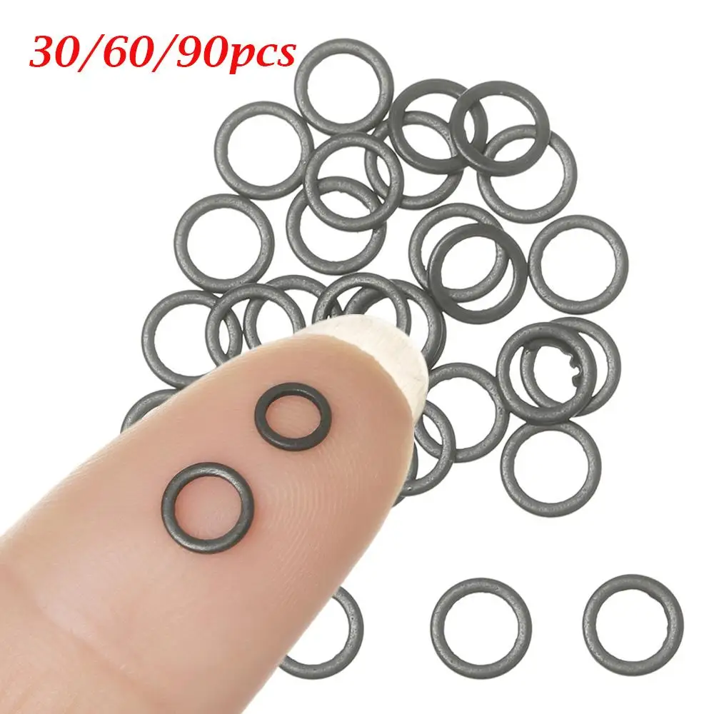 New Black 2mm 3.2mm 3.7mm 4.4mm 5.3mm Tippet Rig Ring Carp Fishing O Ring Flat Round Matt Terminal End Tackle Accessory