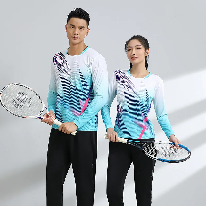 Camisetas y pantalones de Bádminton de manga larga para hombre y mujer, trajes de entrenamiento de bádminton, chándal de tenis, ropa deportiva, Otoño e Invierno