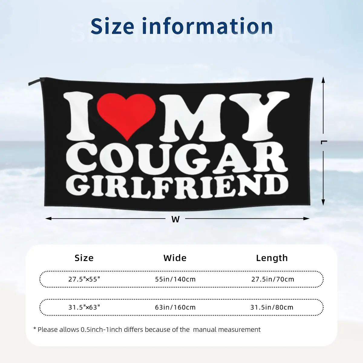 I Love My Hot Cougar Girlfriend Beach Towel Soft Microfiber Quick Dry Absorbent Quick Towels For Pool