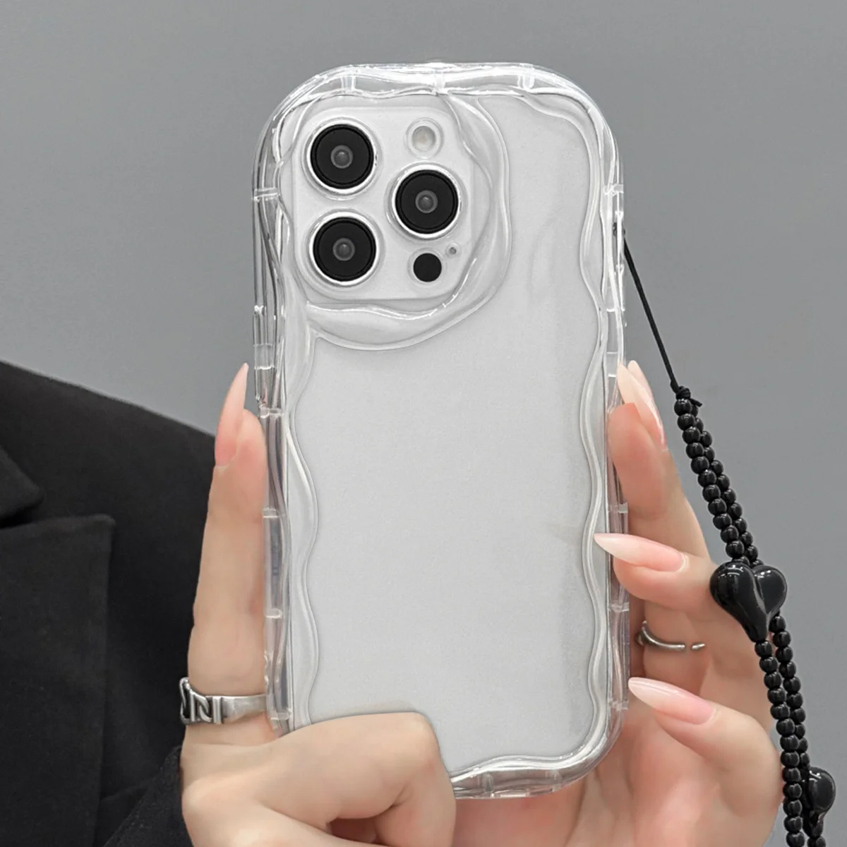 Luxuriöse Transparente Handyhülle für iPhone 17 15 13 11 12 14 16 17 Pro Max Plus 17 Hüllen mit Liebes-Lanyard und Linsenschutz aus Silikon – Detail 2