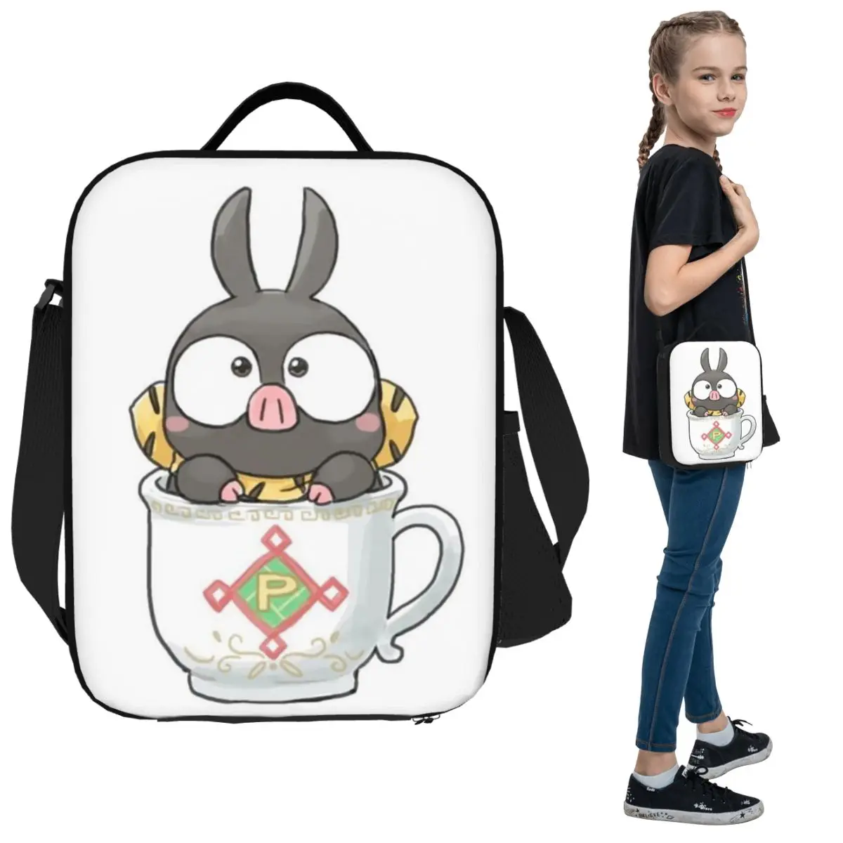 

Ranma Saotome Pig Girls P Chan Insulated Lunch Bag for Women Office Cooler Thermal Food Box Tote Leakproof Lunch Boxes Container
