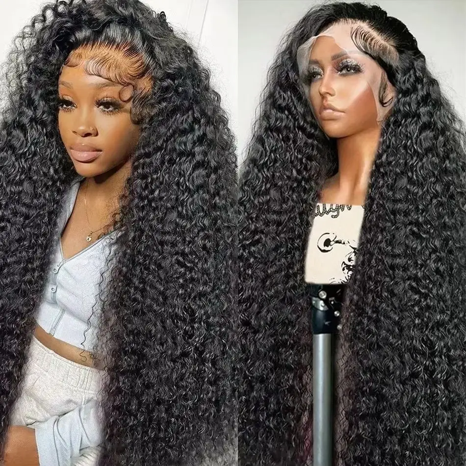 

200 Density 30 40 Inch Curly Wigs 13x6 HD Transparent Lace Frontal Human Hair Deep Wave Frontal Wig Raw Remy Brazilian For Women