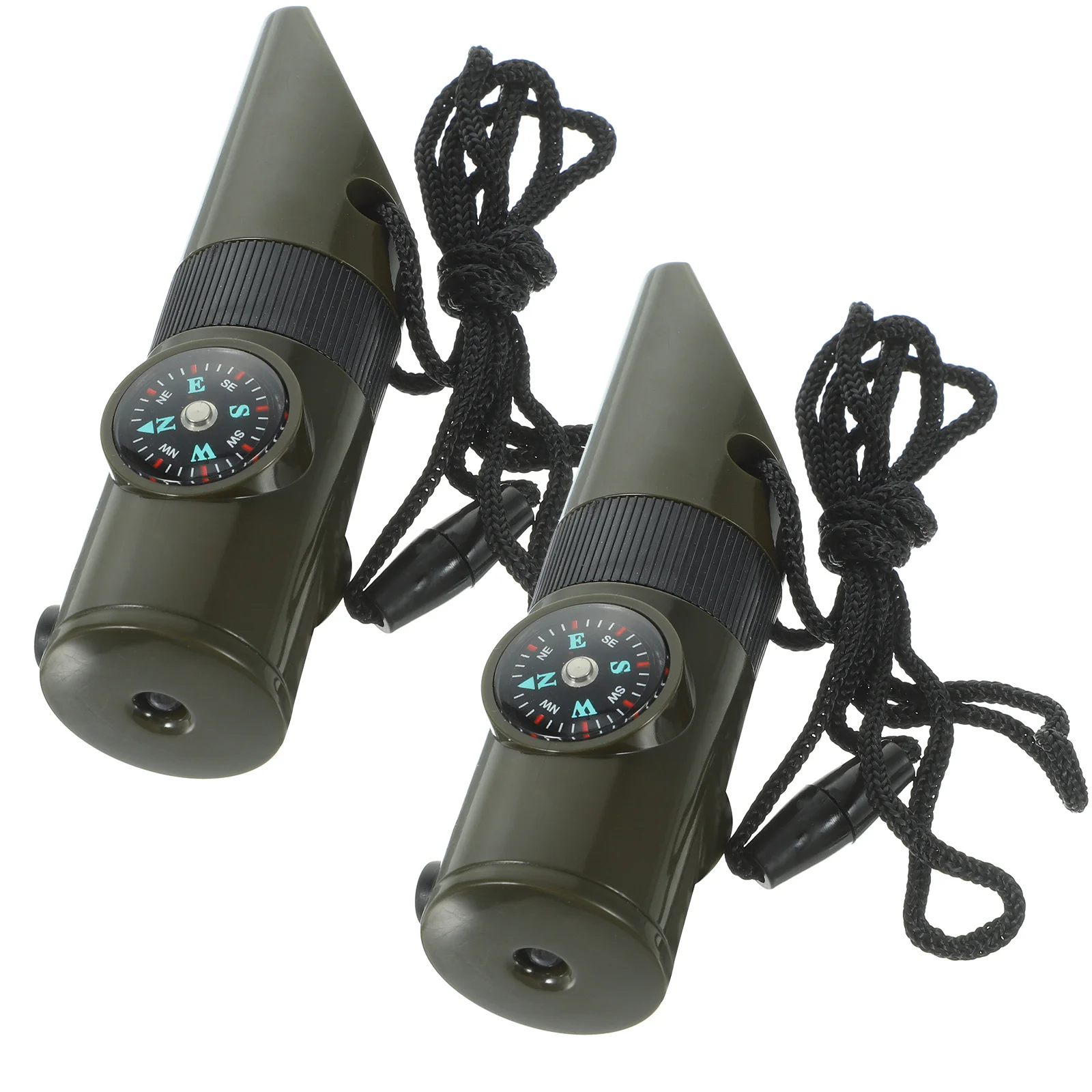 2Pcs Multi-Funktionale Überleben Pfeifen Notfall Outdoor-Tool Kompass Thermometer LED Licht Lupe Wandern Camping Sicherheit