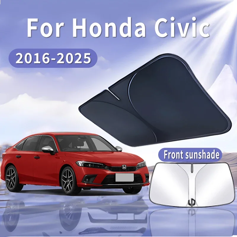 

Автомобильный солнцезащитный козырек для Honda Civic 2016-2025 2018, солнцезащитный козырек на лобовое стекло, теплоизоляция, летнее охлаждение, автомобильные аксессуары, складной