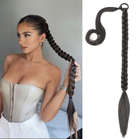 1PC Twisted Braided Synthetic Ponytail Extensions High Elastic Rubber Band Long Twist Braids Wigs Hair Accessories