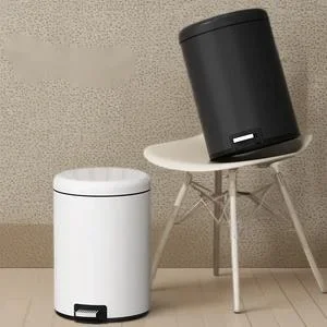 Stainless Steel Pedal Trash Can With Soft Close Lid Indoor Garbage Bin For Kitchen Bathroom Living Room Home Waste Storage Use