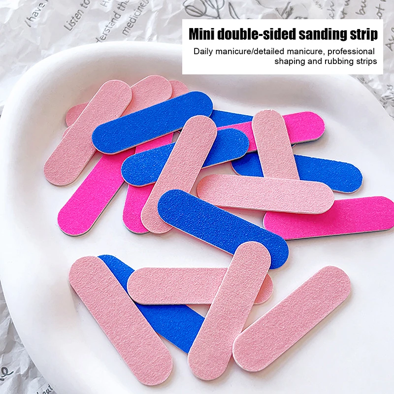 10Pcs Double Side Nail Polish Sanding Disposable Mini Nail File Buffer Strips Grinding Polishing Manicure Care Tools