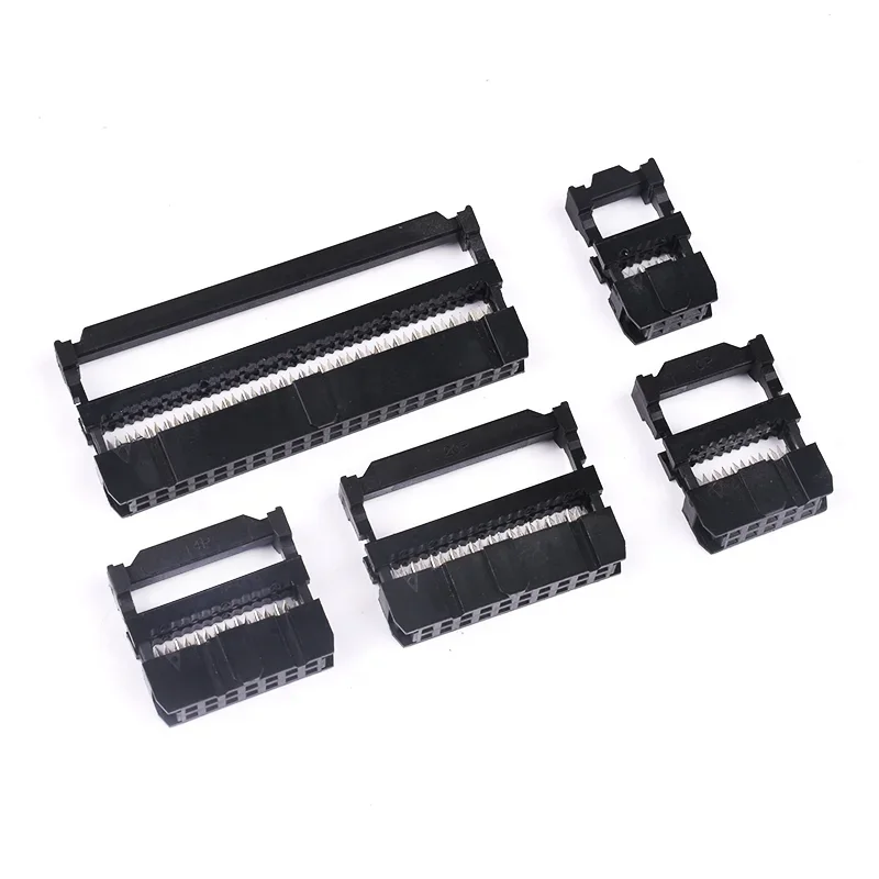10Sets Female IDC Socket Ribbon Cable Connectors 2.54mm Pitch Various Pin Counts 6P-64P for Data Communication