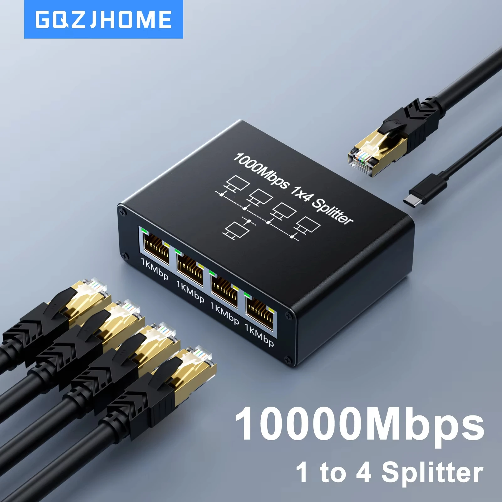 1000Mbps 1 in 4 Out Ethernet Adapter 1 to 2/3/4 RJ45 LAN Internet Splitter Cat 6 RJ45 Gigabit Switch for PC Laptop TV Box Router