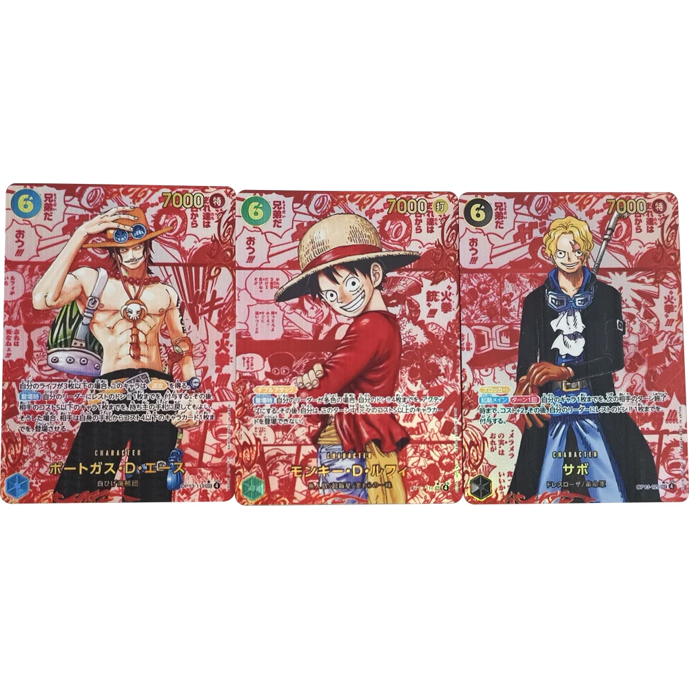 

New Anime OPCG Collection Card OP13-118 119 120 SEC Red Comic Parallel Manga Card Luffy Ace Sabo Japanese Child Gifts Toy